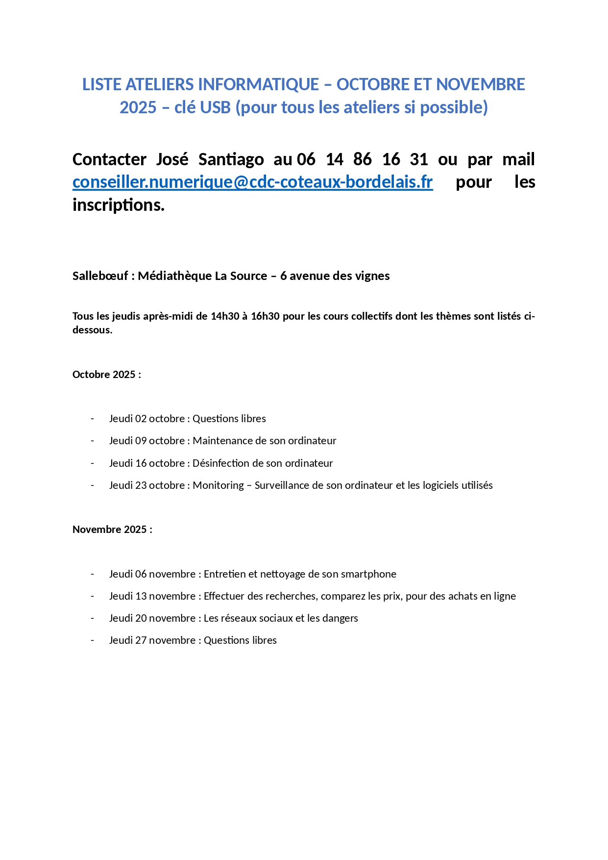 LISTE ATELIERS INFORMATIQUE OCTOBRE NOVEMBRE 2025 page 0001
