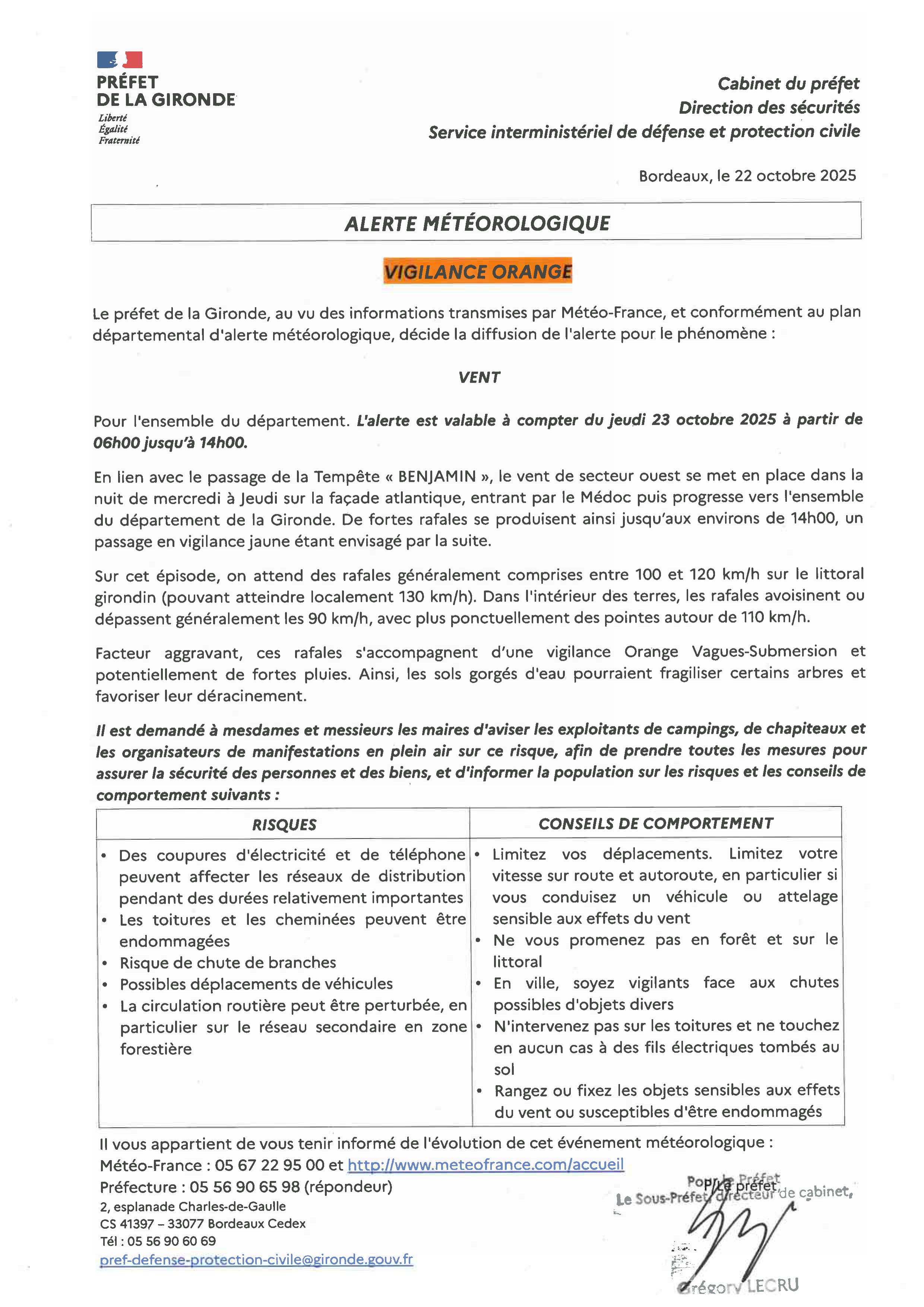 ALERTE MÉTÉO